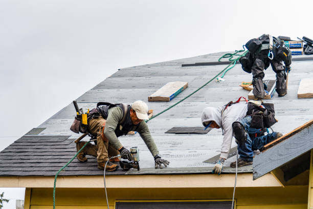 Professional Gutter Installation technician working in Finley, WA